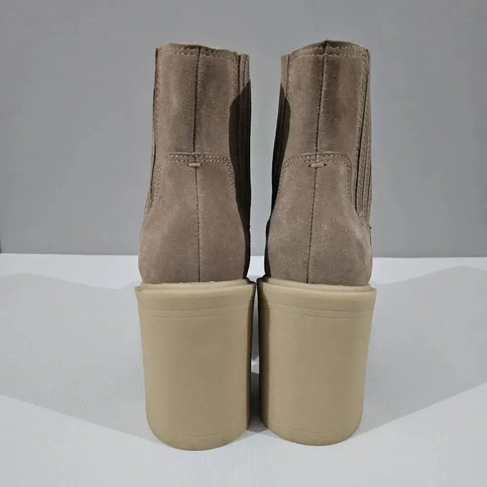 Dolce Vita Caster H20 Ankle Bootie Womens 10 Tan Suede Waterproof Platform Fall